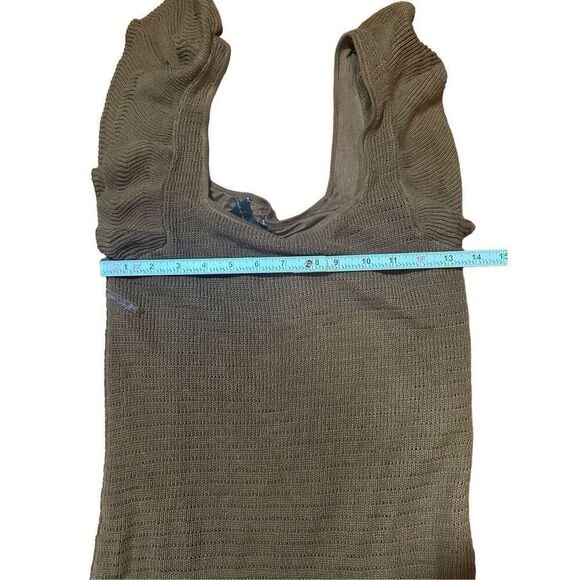 New House Of Harlow 1960 Knit Ruffle Square Neck sleeveless dress cinnamon - Picture 4 of 10